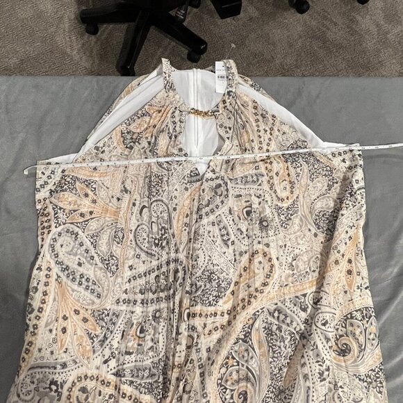NWT Ann Taylor Shimmer Paisley Chain Pleated Sleeveless Halter Dress, Size Large - Picture 13 of 13